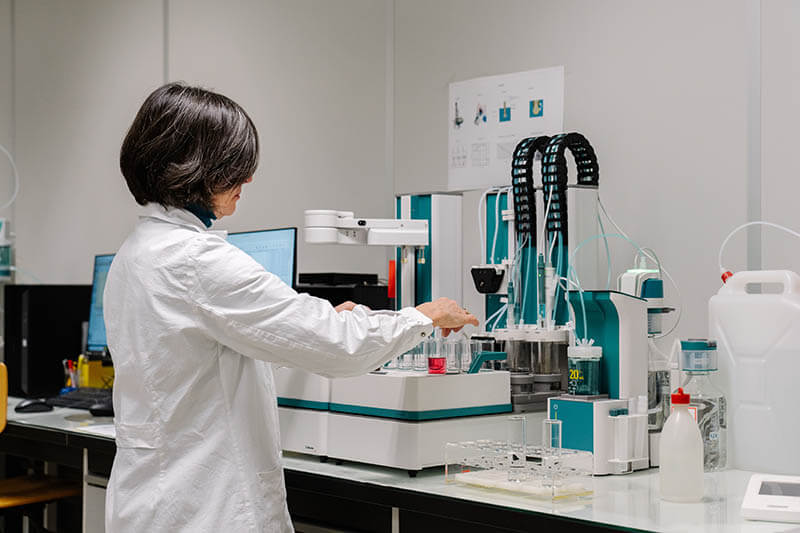 Testing system water in Spirotech's laboratory